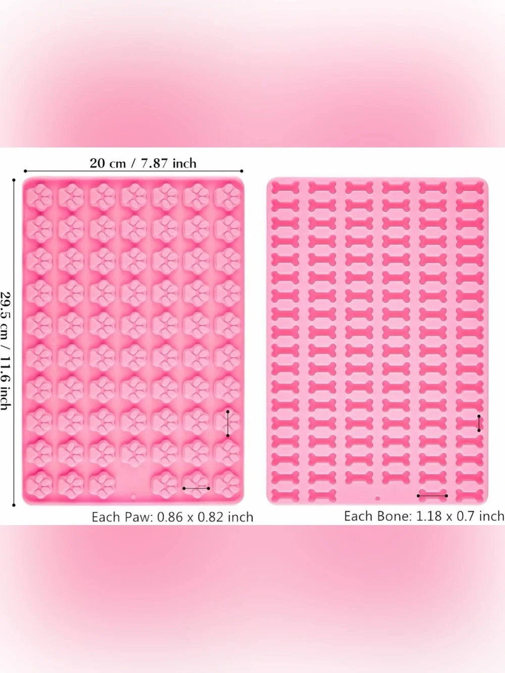 Amazon Pink Silicone Dog Treat Mold Tray - Paw & Bone Shapes Nonstick